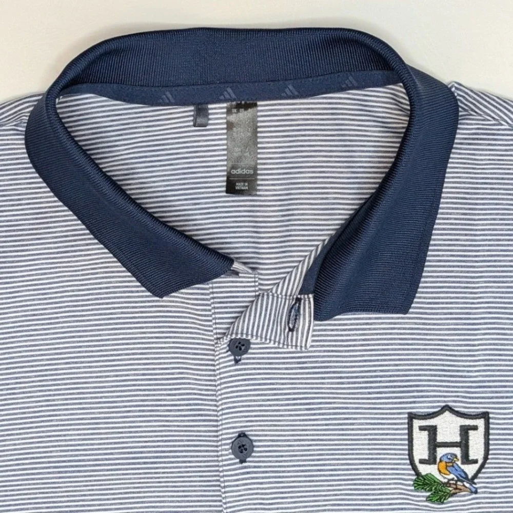 Adidas Hillandale Golf Course Polo Men's XL Blue Stripe IS7208